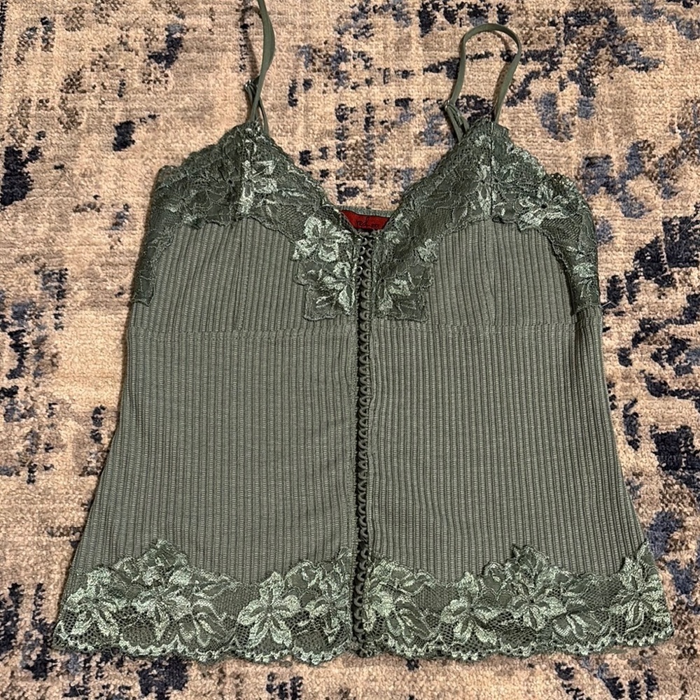 BKE Green Embellished Sleeveless Camisole
